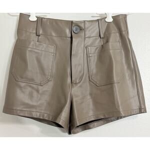 Maeve Anthropologie The Colette Faux Leather Shorts High Rise Taupe size 27